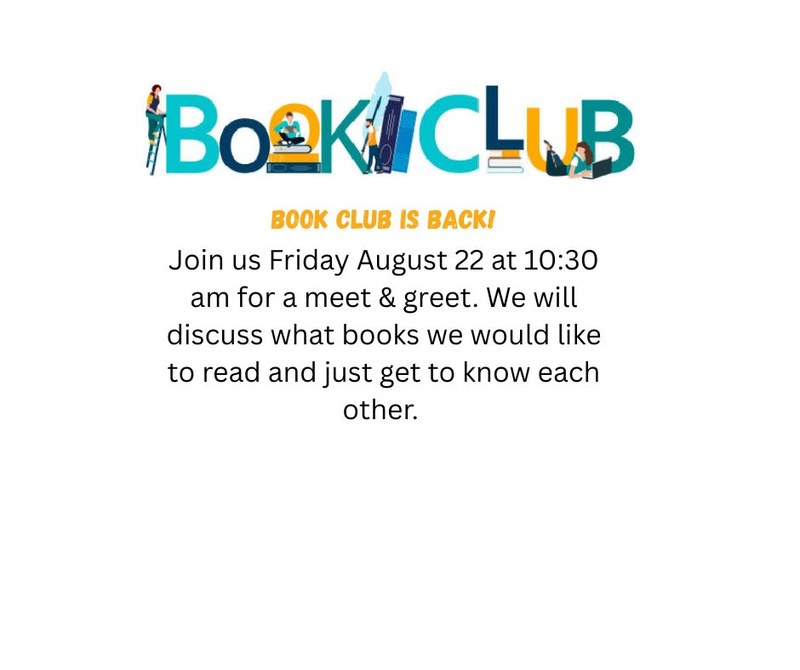 Adult Book Club Every 4th Friday Monthly 10:30 am Adult Book Club Every 4th Friday Monthly 10:30 am